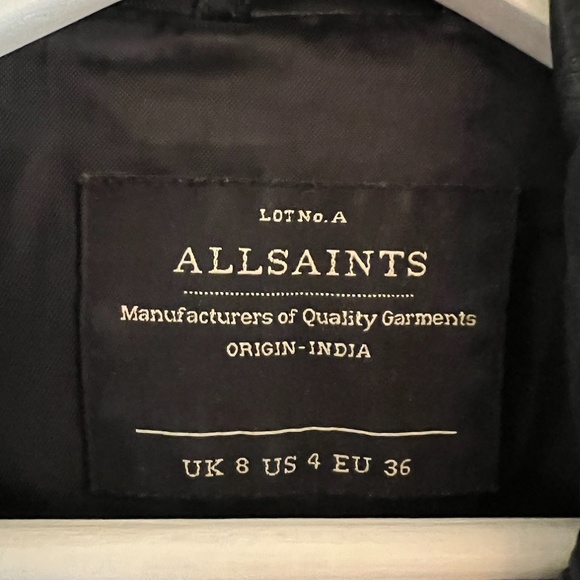 bestselling all saints cargo distressed moto leather jacket - black, size S (US4 - Picture 8 of 9
